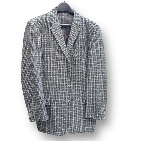 1960s 39L Mens Wool Sport Coat Gray Black Check Star Clothing Co. 3-Button VNTG